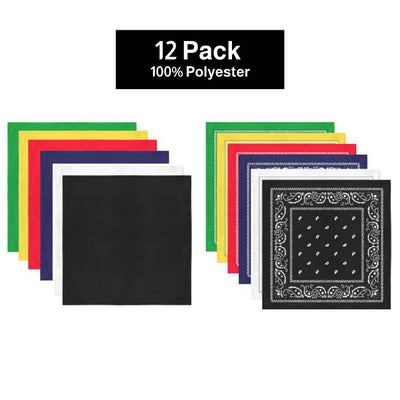 12 Pack POLYESTER Bandanas