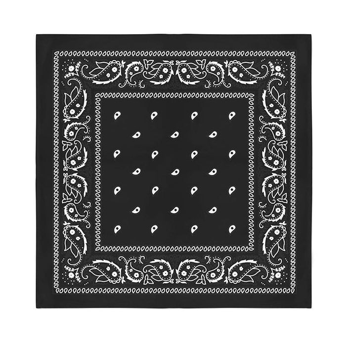 Square Bandanas (24 Pack) Cotton Solid 22 inches Black  Wholesale