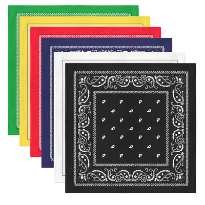 12 Pack Polyester Paisley Bandanas - Fast FREE Shipping