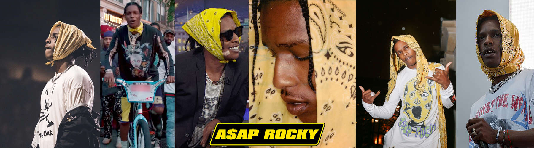 A$AP Rocky in a yellow bandana