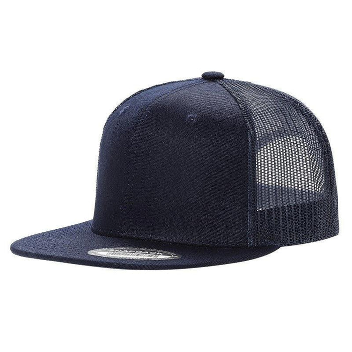 Navy Blue Trucker Mesh Hat Cap 6 panel, Flat Brim