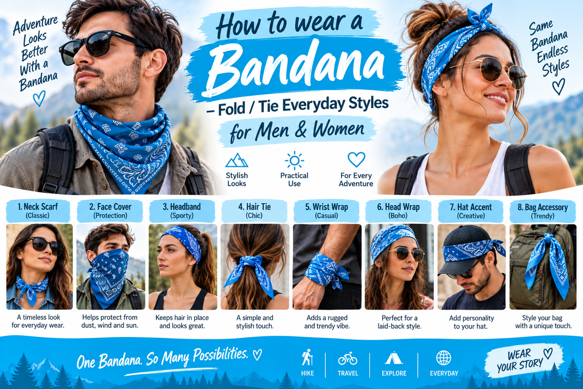 How to wear a Bandana – Fold / Tie Everyday Styles for Men & Women