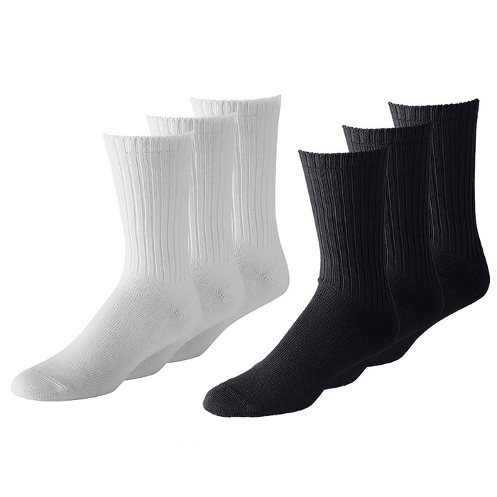 6 Pairs Crew Socks 9-11 Black  Socks Wholesale