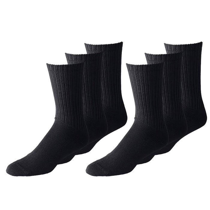 6 Pairs Crew Socks 9-11 Black  Socks Wholesale