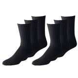 6 Pairs Crew Socks 9-11 Black  Socks Wholesale