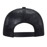 Black Back Trucker Mesh Hat Cap Tencel 6 Panel Flat Brim