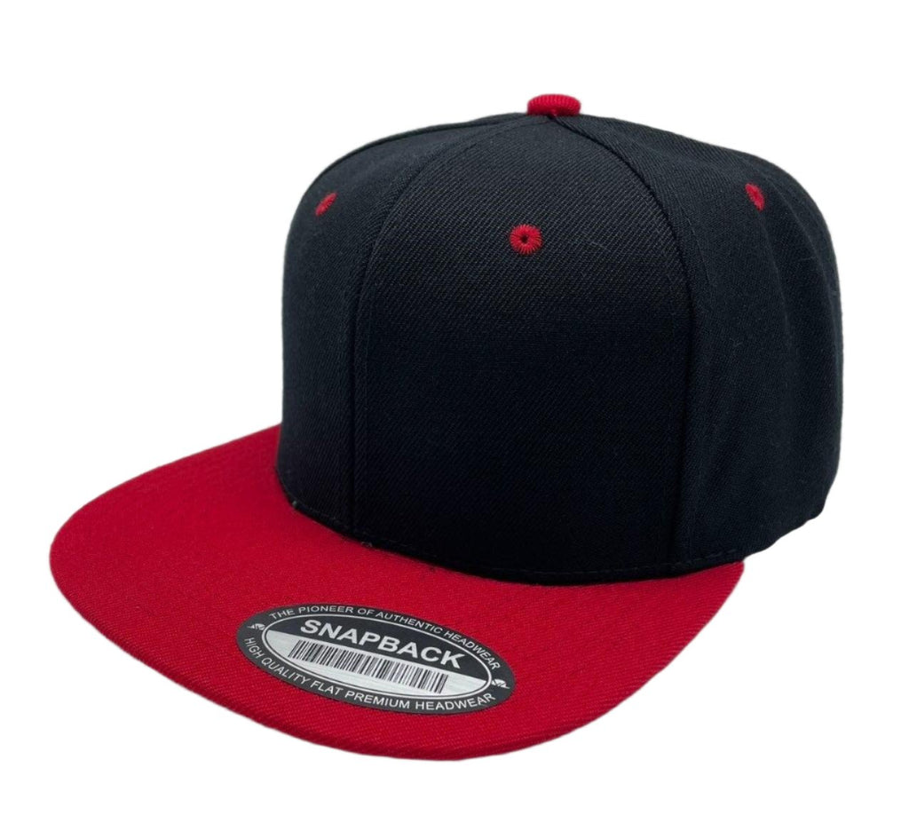 Black & Red Snap Back Hat Cap Wool