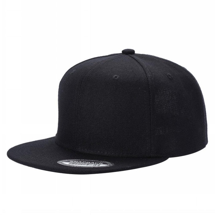 Black Snap Back Hat Cap Wool