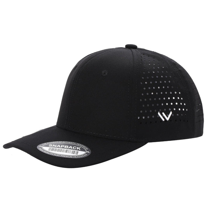Black Trucker Mesh 6-Panel Waterproof Laser Vented Golf Hat Cap