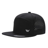 Black Trucker Mesh 7 Panel Laser Vented Hat Cap