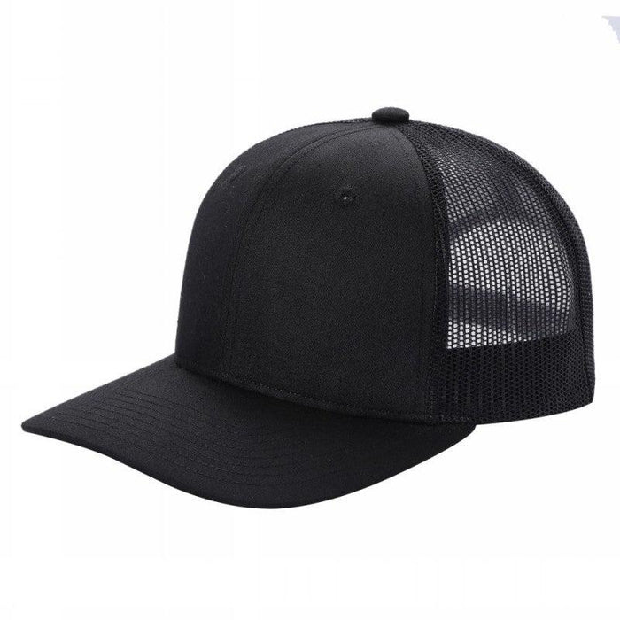 Black Trucker Mesh Hat Cap Curved Brim
