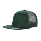 Dark Green Trucker Mesh Hat Cap 6 panel, Flat Brim