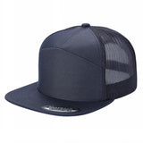 Dark Grey Trucker Mesh Hat Tencel Cap 7 Panel Flat Brim