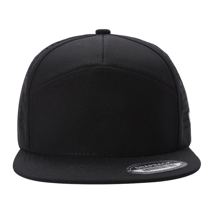 Front Black Trucker Mesh 7 Panel Laser Vented Hat Cap