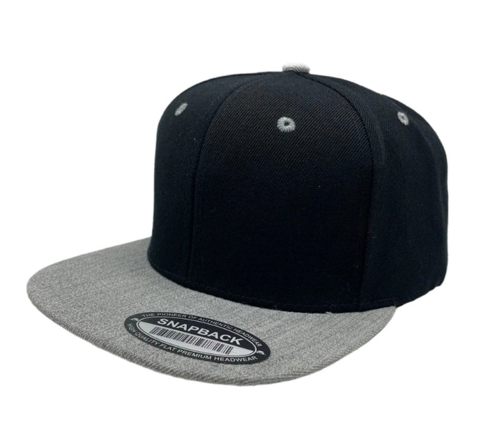Grey & Black Wool Snap Back Hat Cap