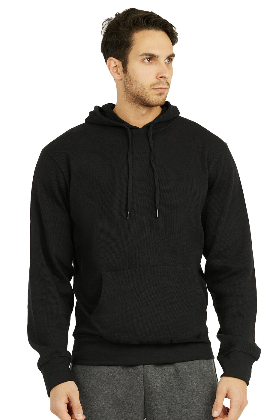Men's Waffle Fabric Pullover Sweater Hoodie