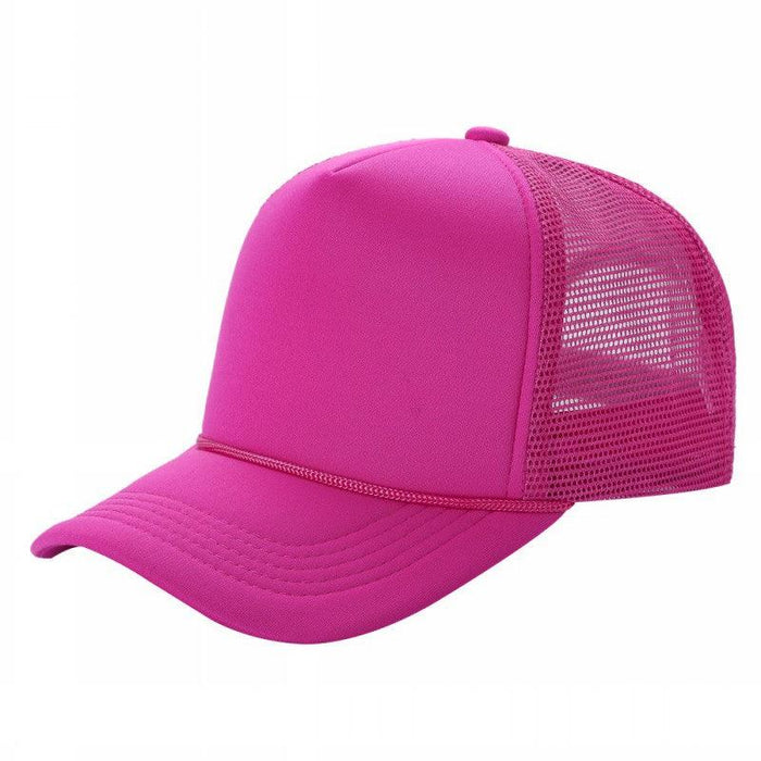 Hot Pink Trucker Mesh Hat Sponge Cap Curved Brim