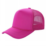 Hot Pink Trucker Mesh Hat Sponge Cap Curved Brim