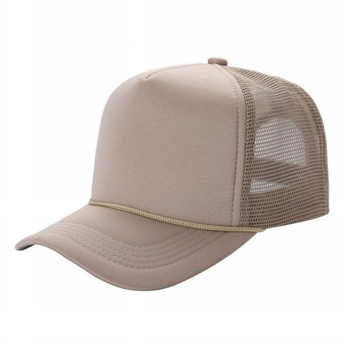 Khaki Trucker Mesh Hat Sponge Cap Curved Brim