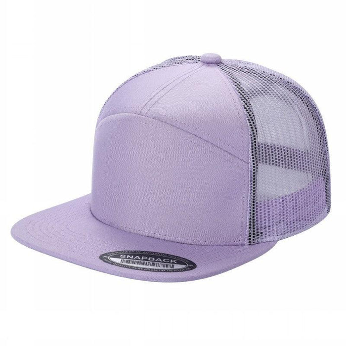 Lavender Trucker Mesh Hat Tencel Cap 7 Panel Flat Brim