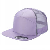Lavender Trucker Mesh Hat Tencel Cap 7 Panel Flat Brim