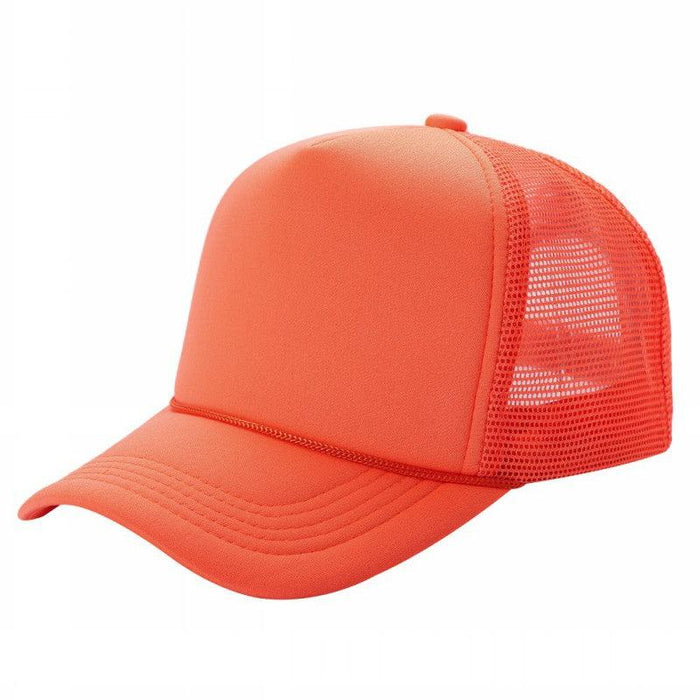 Neon Orange Trucker Mesh Hat Sponge Cap Curved Brim