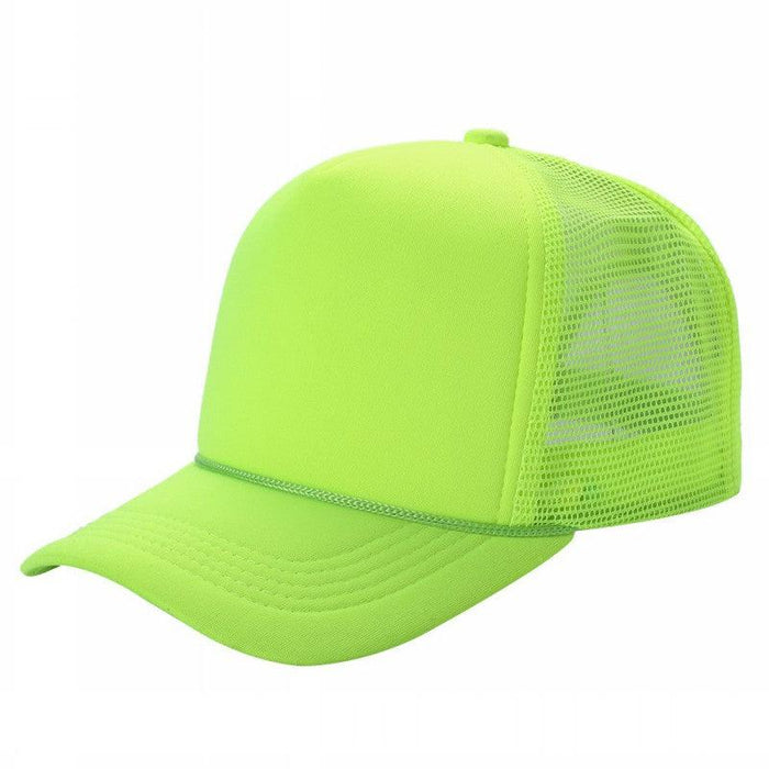 Neon Yellow Trucker Mesh Hat Sponge Cap Curved Brim
