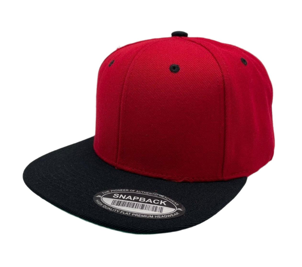 Red & Black Snap Back Hat Cap Wool