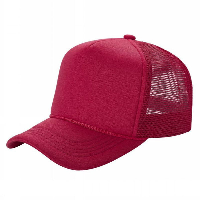 Red Trucker Mesh Hat Sponge Cap Curved Brim
