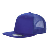 Royal Blue Trucker Mesh Hat Cap 6 panel, Flat Brim