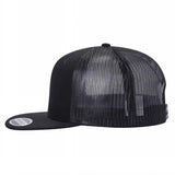 Side Trucker Mesh Hat Cap 6 panel, Flat Brim