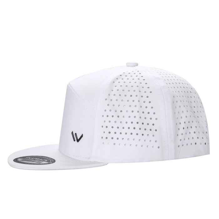 White Side Trucker Mesh 7 Panel Laser Vented Hat Cap