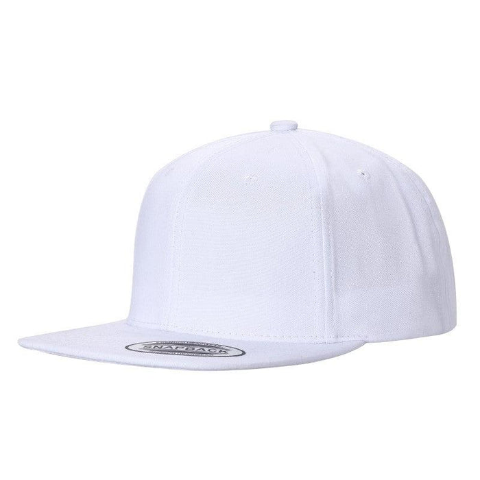 White Snap Back Hat Cap Flat Brim