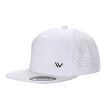White Trucker Mesh 7 Panel Laser Vented Hat Cap