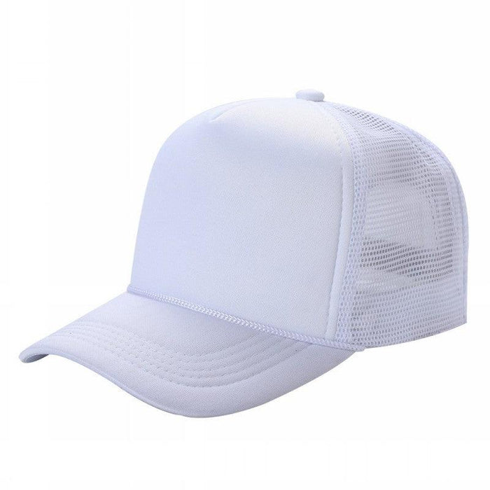 White Trucker Mesh Hat Sponge Cap Curved Brim
