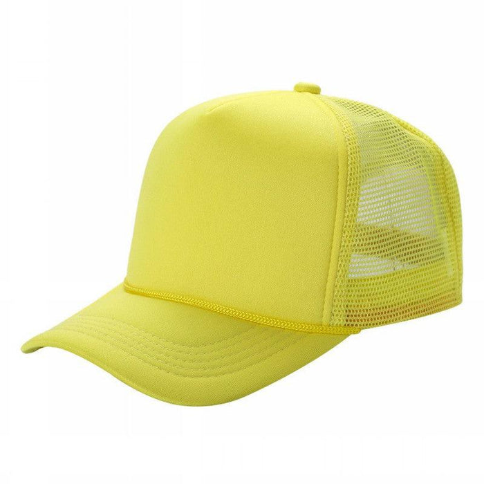 Yellow Trucker Mesh Hat Sponge Cap Curved Brim