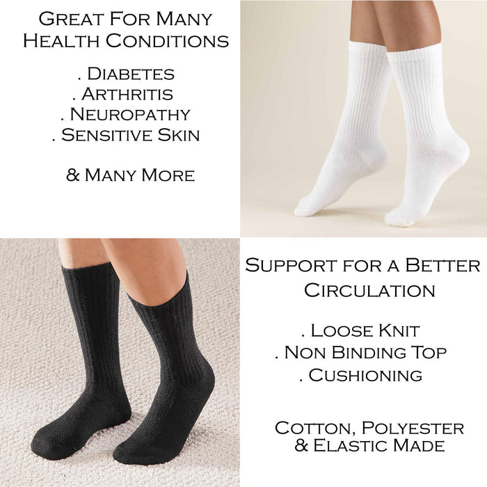 24 Pairs Diabetic Socks 9-11 Black  Socks Wholesale