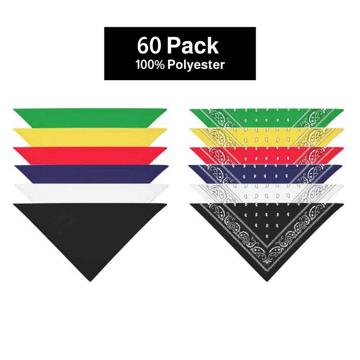 60 Pack POLYESTER Dog Bandanas