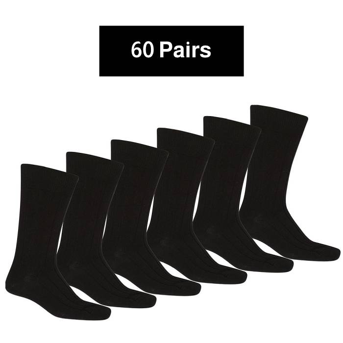 60 Pairs Black Dress Socks