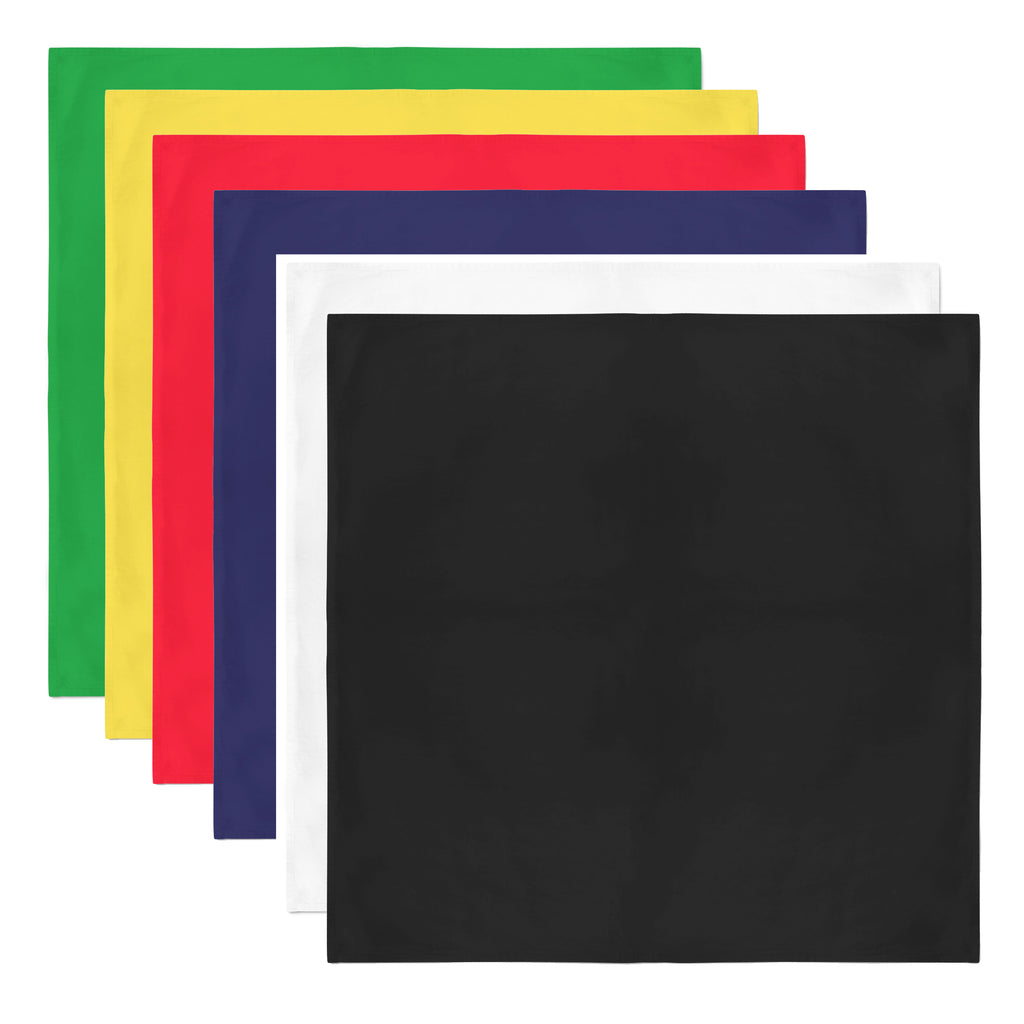 10 Pack Polyester Solid Bandanas - Fast FREE Shipping