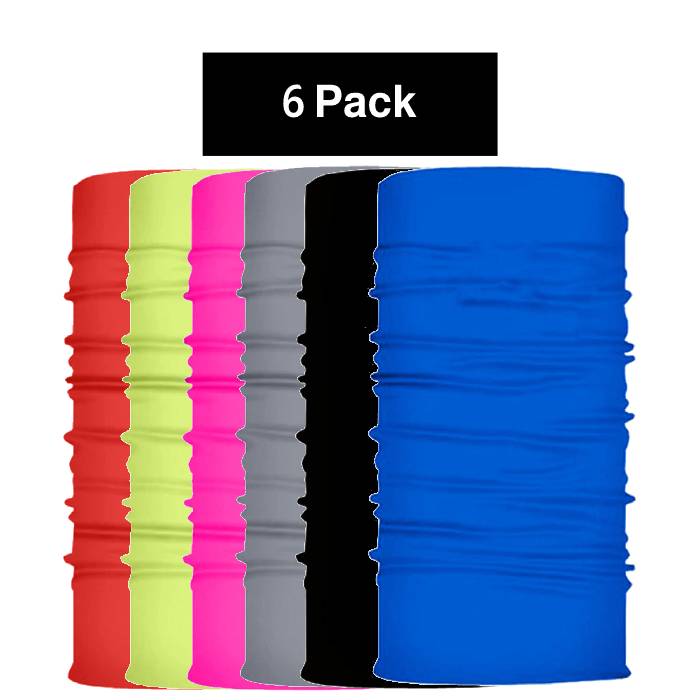 6 Pack Neck Gaiter Tubular Bandana Balaclava Mask